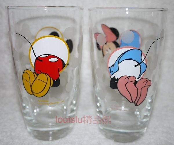 迪士尼Disney 全家 KIRIN 精品【Mickey米奇+Minnie米妮 玻璃杯組 (飲料杯)】(Mickey Mouse) cup