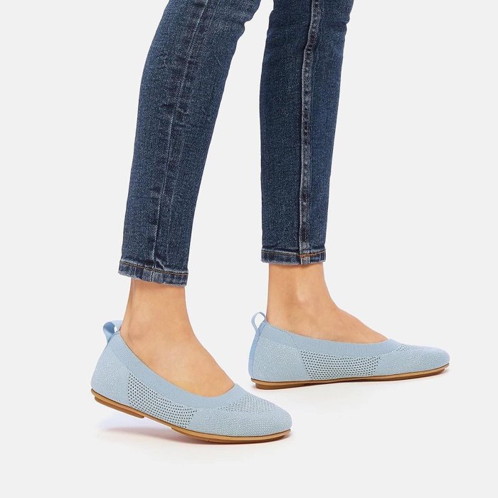全新正品女鞋 Fitflop 官網寶寶藍針織芭蕾舞鞋（US 8）