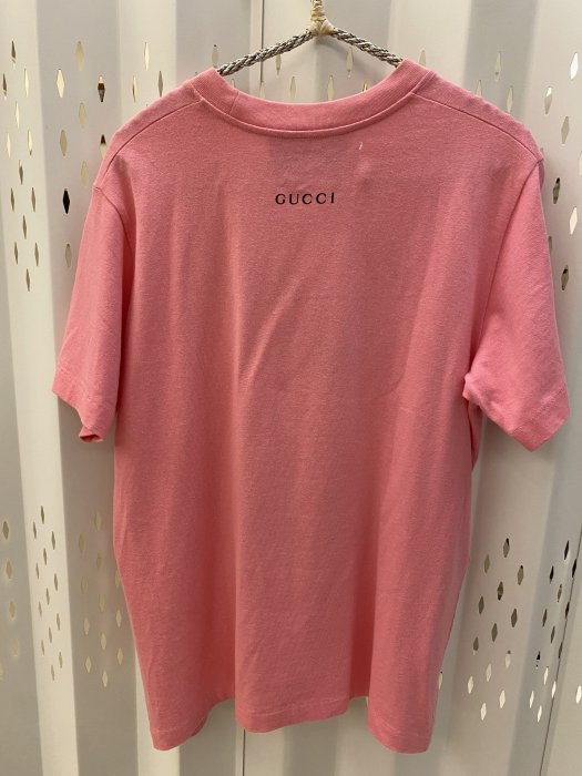 (已售出） GUCCI 蘋果🍎亮片刺繡短袖上衣XS over size 版粉色