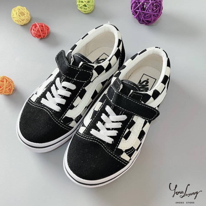 Luxury】VANS KIDS FALKEN 大童鞋白紅Vans童鞋兒童鞋魔鬼氈透氣帆布鞋