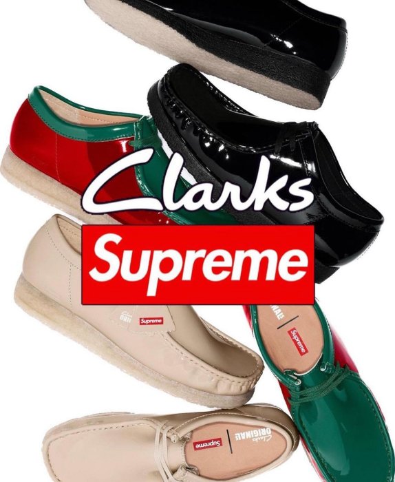 Supreme x Clarks Patent Leather Wallabee 聯名款。太陽選物社