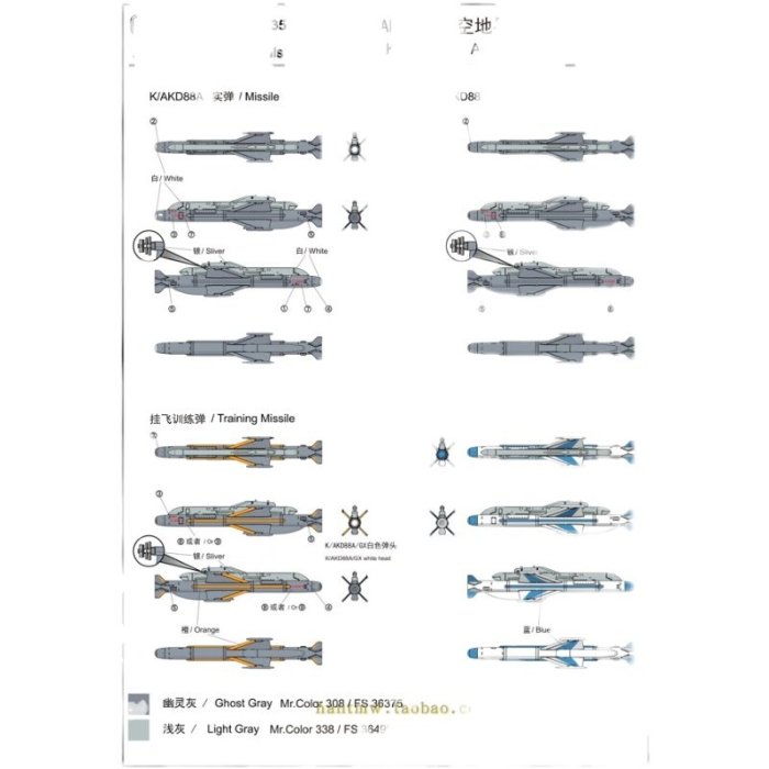 Fa48035中國空軍KD-88導彈2枚1/48打印拼裝模型