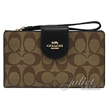 【茱麗葉精品】全新精品 COACH 專櫃商品 C2874 馬車LOGO手提式扣式對開長夾.黑邊 現貨