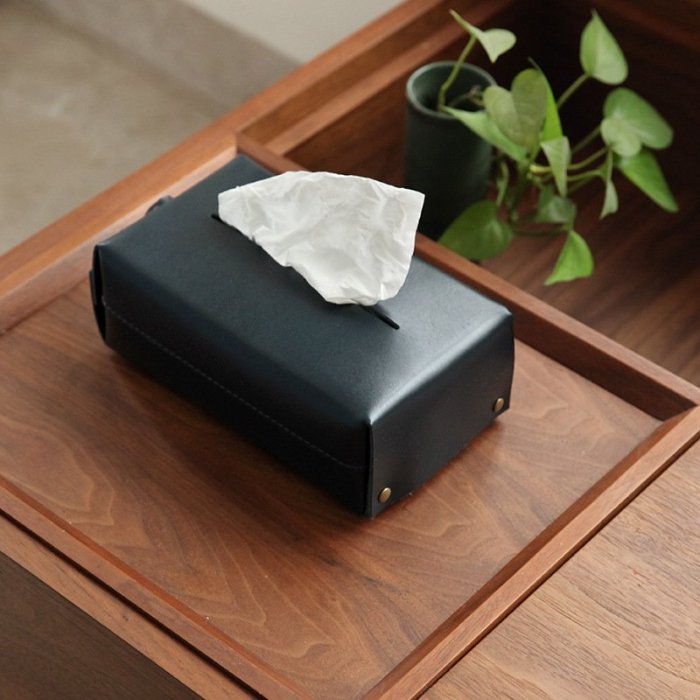 ~皮皮創~原創設計手作植鞣牛皮面紙盒極簡獨特純手工真皮抽取式衛生紙盒