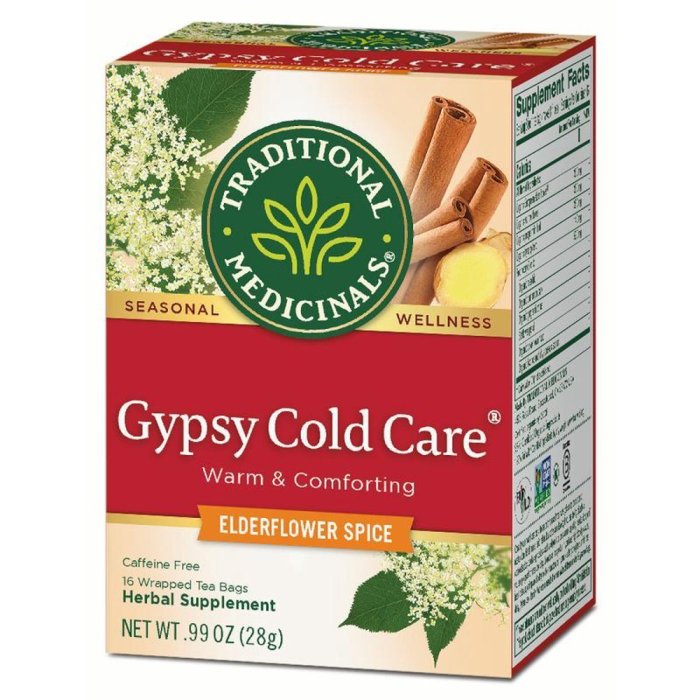 Traditional Gypsy Cold Care 感冒護理茶包，效期04/2026年美國原廠全新款 不含咖啡因1盒