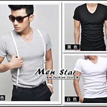 【Men Star】免運費 韓版短袖V領棉T 深色 棉T 灰色 男 女 媲美 zara gap forever21 ck