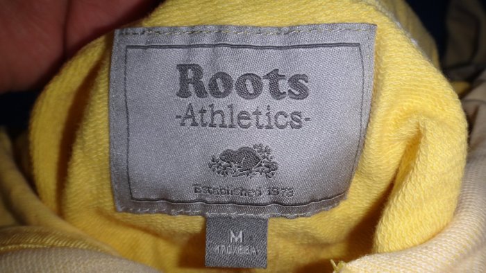 ~保證真品蠻優的 ROOTS 鵝黃色棉質連帽拉鍊外套M號~便宜起標無底價標多少賣多少