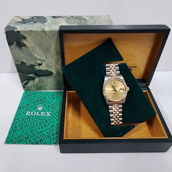 ROLEX 勞力士 16233 Datejust 經典蠔式 金色十鑽面盤 錶徑36mm 自動上鍊 大眾當舖A819