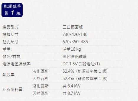 【龍城廚具生活館】【不賣】【已停產】櫻花G2825G 二口高效節能檯面爐G2825