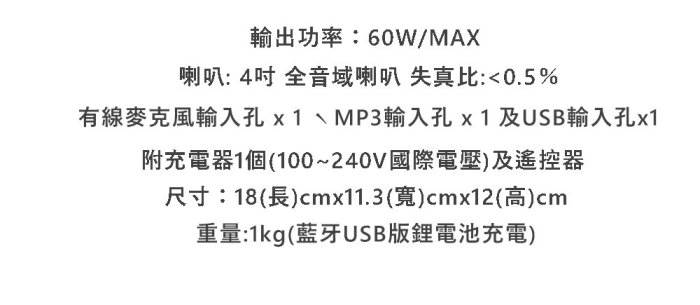 【宅配超取免運】黑舞士 FM-101C 60W 1Kg（藍牙USB鋰電池充電版）加送音源線＋清潔組 #1