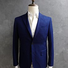 CA 義大利品牌 SST&C 深藍格紋 羊毛混紡 合身版 休閒西裝外套 46A 一元起標無底價Q696