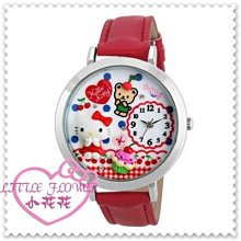 小花花日本精品♥ Hello Kitty 水鑽手錶手表浮雕軟陶皮革錶帶～紅色站姿點心99912208