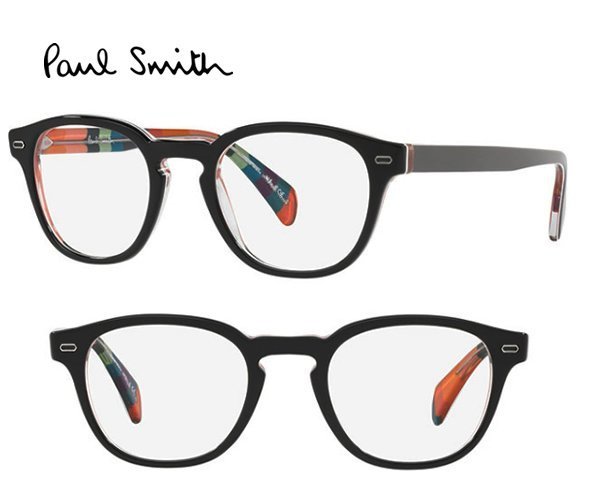 Paul Smith ▻( 黑色×彩色條紋) 貓眼框型眼鏡光學鏡框義大利製中性款