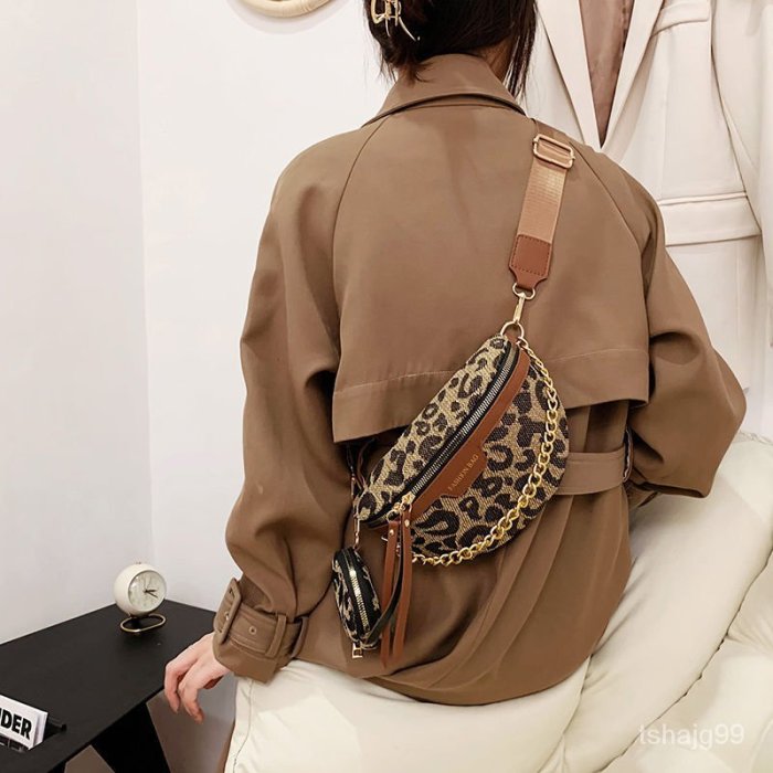 小眾設計豹紋胸包包女2021新款時尚ins潮洋氣百搭單肩斜挎包腰包-麥德好服裝包包