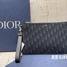 《真愛名牌精品》Dior 2ESCA338 老花黑色丹寧 有把手 小號扁手拿包 *全新品*代購