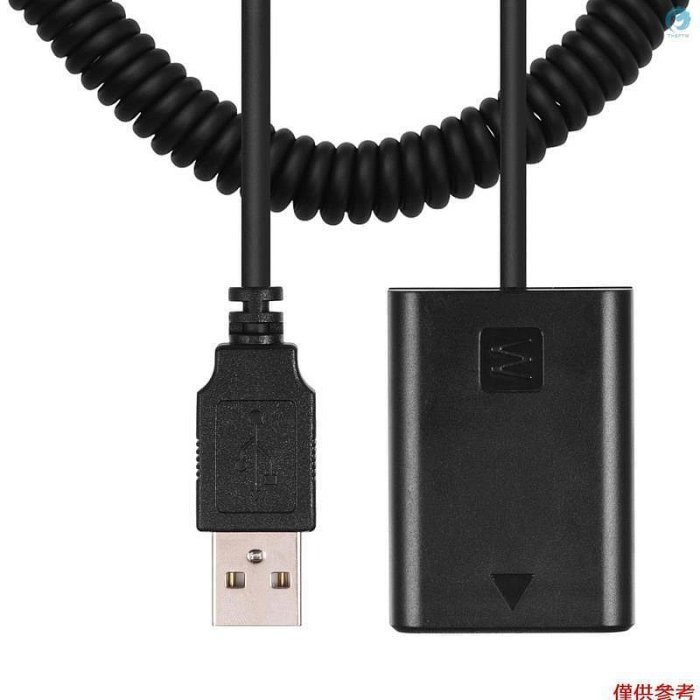 5V USB NP-FW50假電池組耦合器適配器，帶柔性彈簧電纜，兼容A7 A7II A7R A7S A7RII