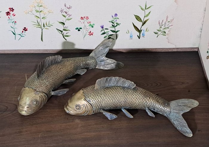 雙魚銅雕