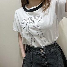 *~fuyumi boutique~*100%正韓 24S/S 蝴蝶結刺繡短袖T恤 現貨最後一件