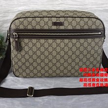 優買二手名牌店☆ GUCCI 211107 咖啡 皮革 前口袋 拉鍊 斜背包 肩背包 航空包 記者包 相機包 超新品特價