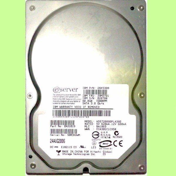 5Cgo【權宇】IBM 80G 7.2K 3.5吋SATA 3Gb 39M4500 39M4503 42C0461 含稅