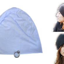 【海倫精坊】四季可用鐵環飾邊雙層薄版素面白色彈性帽(特價１５０元)B803