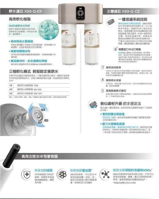 3M 極淨倍智 雙效 淨水系統 X90-G 第一道 軟水 濾心 X90-G-C1 可調式濾芯 北台灣專業淨水