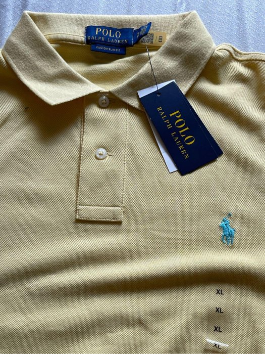 Polo Ralph Laure by Polo小馬刺繡網眼polo衫 鵝黃色 XL/TG號  全新正品 美國購入 現貨在台一件