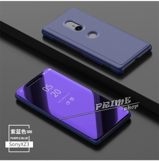 10plus索尼Xperia 1ii XZ3 XZ4 XZ5 2 5帶支架鏡面手機皮套保護殼翻蓋鏡子閃亮硬殼