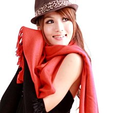 ☆楓花雪月☆宴會紅色圍巾 溫暖喀什米爾羊毛圍巾 CASHMERE紅色水波紋GLORIA PASHMINA
