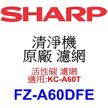 請先洽【泰宜電器】SHARP 夏普 FZ-A60DFE 活性碳 濾網 【適用 KC-A60T 空氣清淨機】