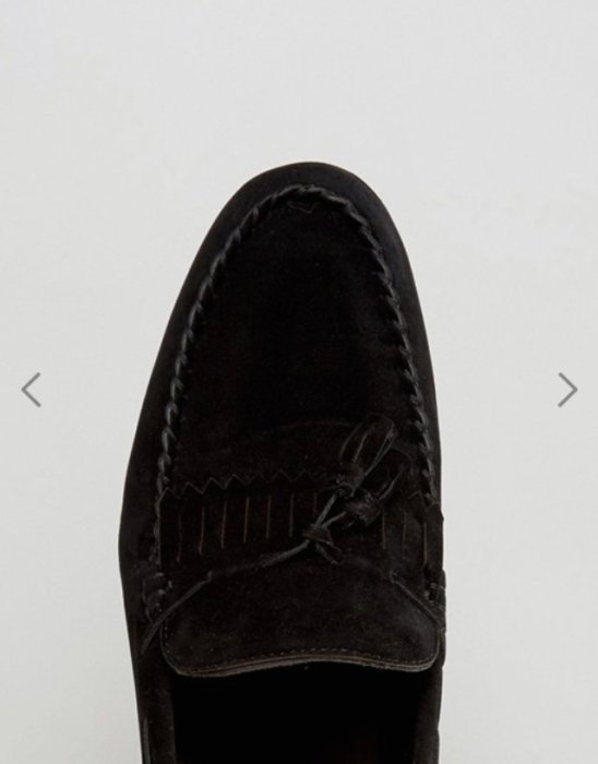 ASOS Tassel Loafers In Black Faux Suede With Fringe麂皮 樂福鞋 懶人