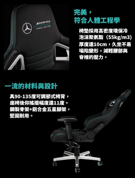 億嵐家具《瘋椅》電競品牌館 德國品牌 賓士 AMG車隊聯名款 noblechairs 電競椅 皇家賽車椅