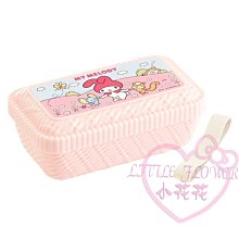 ♥小花花日本精品♥MY MELODY 美樂蒂粉色站姿長方形便當盒飯盒附分隔板束帶攜帶方便安全檢驗合格