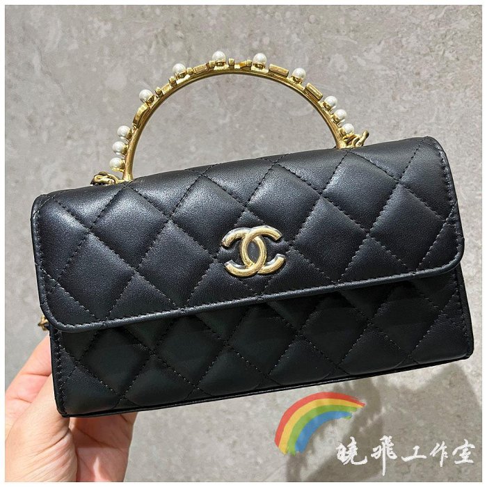 曉飛二手 CHANEL 香奈兒 23B 珍珠手柄包 kelly凱莉包 珍珠字母 鏈條包 手提包 斜背包 AP3513