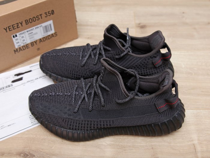 US 10.5 美品2019 adidas YEEZY BOOST 350 V2 全黑鞋帶反光黑天使