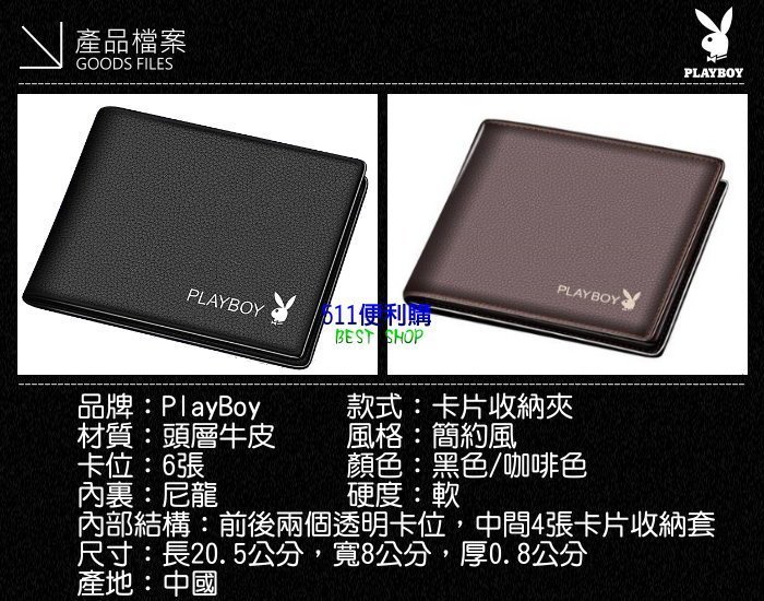 「新品上架」PlayBoy 花花公子 卡片收納夾 -正品 男用 信用卡夾 會員卡夾 證件夾 名片夾 - 生日禮物 情人節