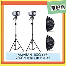 APUTURE 愛圖仕 AMARAN 100D LED持續燈+280CM燈架+ SE 柔光罩 雙燈組