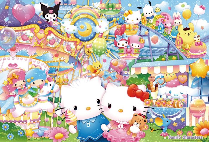 缺 日本進口拼圖 三麗鷗 凱蒂貓 Hello Kitty 樂蒂 KIKILALA 遊樂園1000片拼圖 31-493