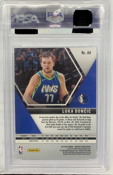 NBA 2019 Panini Mosaic Luka Doncic 東七七馬賽克BASE鑑定卡 PSA 10