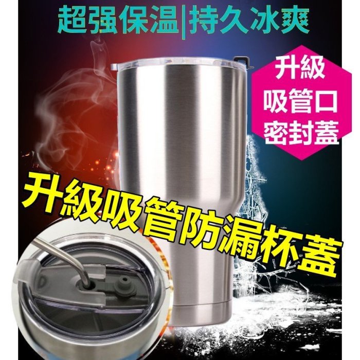 ��現貨��送吸管防漏杯蓋 + 冰霸杯 冰酷杯 保溫杯 不鏽鋼 冰塊 900ml yeti 密封 防漏吸管杯蓋 把手杯套