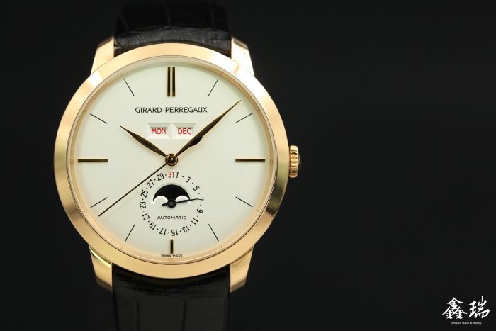 【鑫瑞鐘錶】Girard-Perregaux GP 芝柏 1966系列 49535 銀面 玫瑰金 全日曆 40mm 盒單