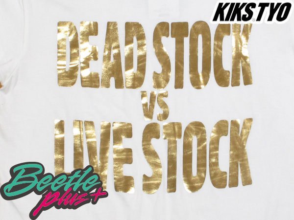 BEETLE KIKS TYO TEE DEAD STOCK LIVE STOCK 經典 基本 燙金字 白底 日式 L