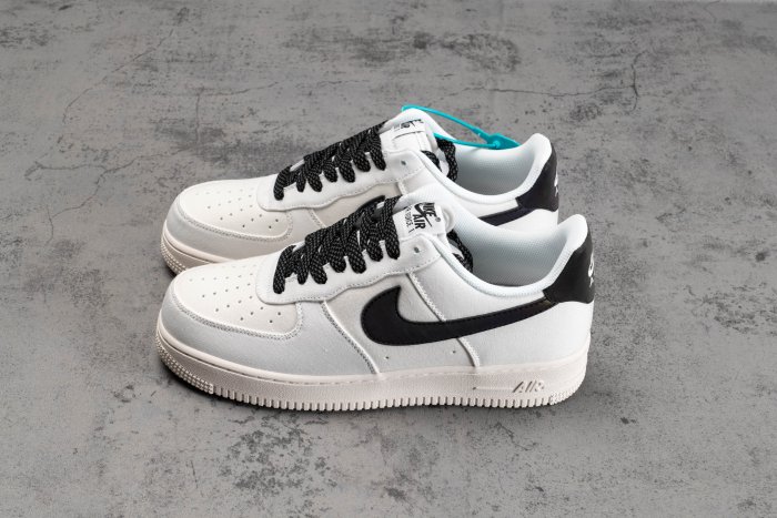 Nike AIR FORCE 1 空軍一號 鞋帶反光 黑白 休閒運動板鞋 男女鞋315122-104