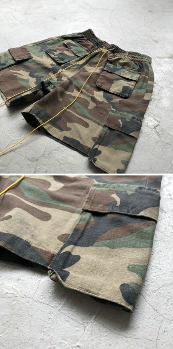 『COG』 m1701 情侶潮流 紐約街頭時尚 RHUDE 同款重度水洗迷彩褲 軍褲 短褲 機能性大口袋五分褲 滑版褲