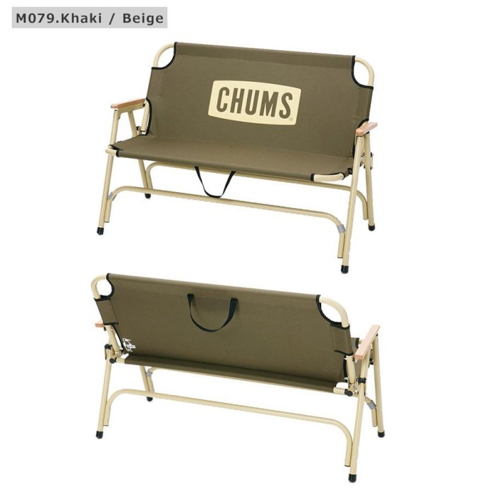 =CodE= CHUMS BACK WITH BENCH 雙人折疊露營椅(卡其.紅) CH62-1595 戶外 長板凳