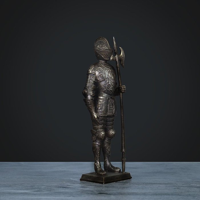歐式中世紀仿銅騎士擺件 創意客廳吧ktv羅馬騎士盔甲擺件工藝品Y9739