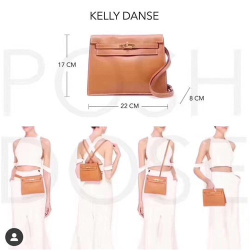 二手正品愛馬仕Hermes Kelly danse 63 杏灰銀扣