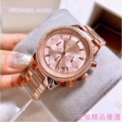 MICHAEL KORS MK手錶三眼計時-石英鑲鑽女錶MK6357 MK6307附原廠禮盒