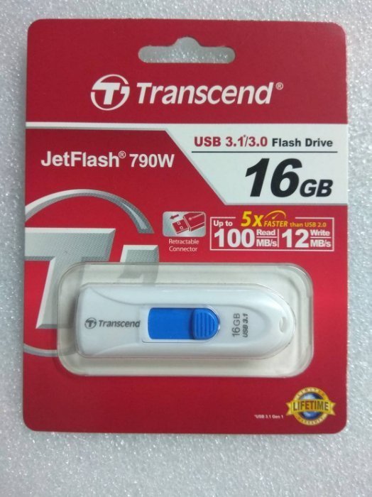 @淡水無國界@ 創見 終身保固 16G USB3.0 16GB 隨身碟 JF790W 白藍白色 終保 白色