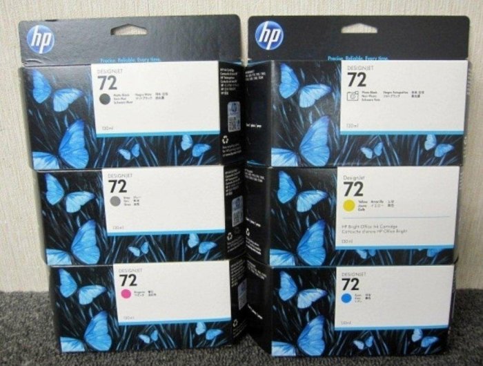 HP 全新原廠No.72 130毫升 藍色，黃色，紅色墨水匣(單色計價，三彩合購四千五百元,六色9000元)